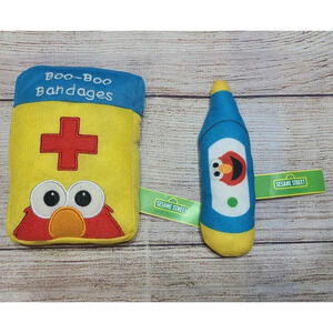 Sesame Street Gund Elmo Check Up Play Set Plush Boo Boo Bandages Thermometer 5"